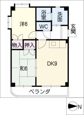 ソレーユよしの(2DK/3階)の間取り写真