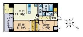 バルセロナ薬院(2SLDK/8階)の間取り写真