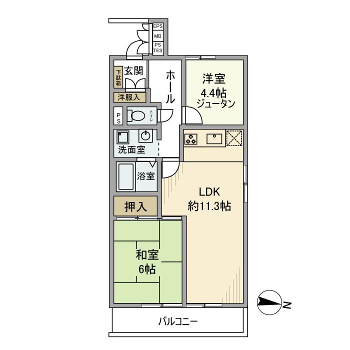 本蓮沼ビューハイツ(2LDK/4階)の間取り写真