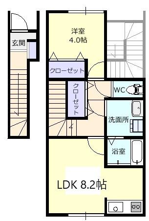 ラフィーネ・アルセ(1LDK/2階)の間取り写真