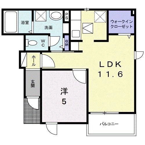 リブラA(1LDK/1階)の間取り写真