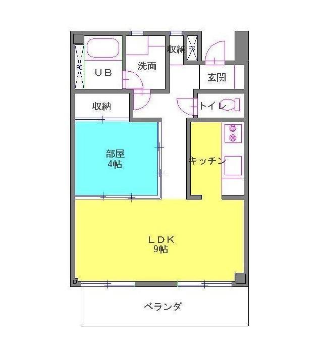 カーサFR(1LDK/3階)の間取り写真