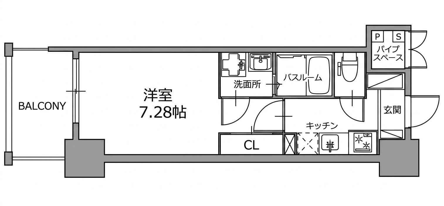 BLOOM大須賀町(1K/2階)の間取り写真