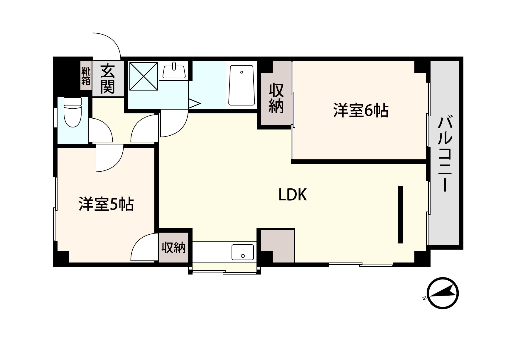 アシスト第6岐阜マンション(2LDK/1階)の間取り写真