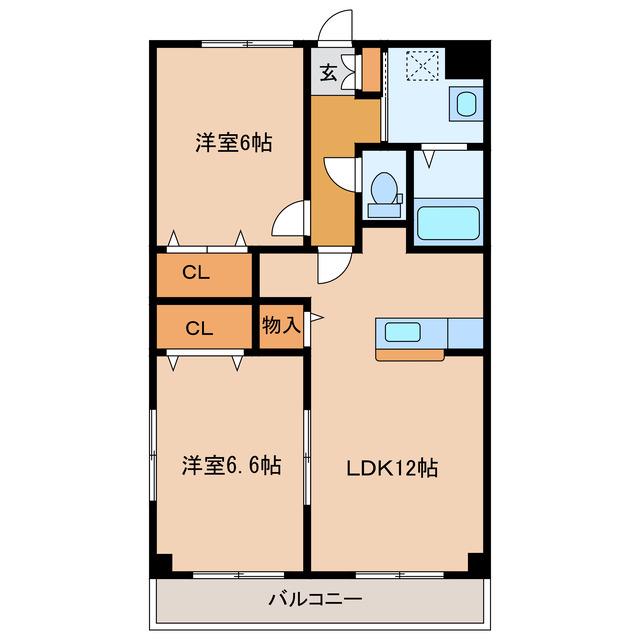 PLEASURE細島II(2LDK/2階)の間取り写真