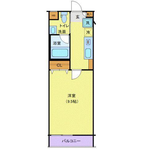 メイクスデザイン用賀(1K/1階)の間取り写真