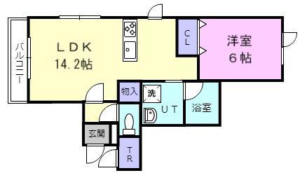 LIBERTE(1LDK/2階)の間取り写真