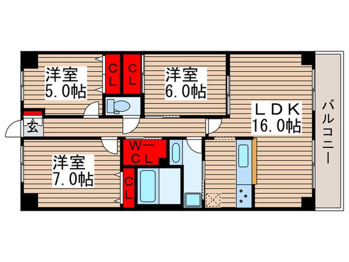 モアクレスト船橋三咲(3LDK/4階)の間取り写真