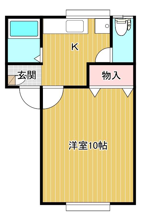 ウィステリア(1K/2階)の間取り写真