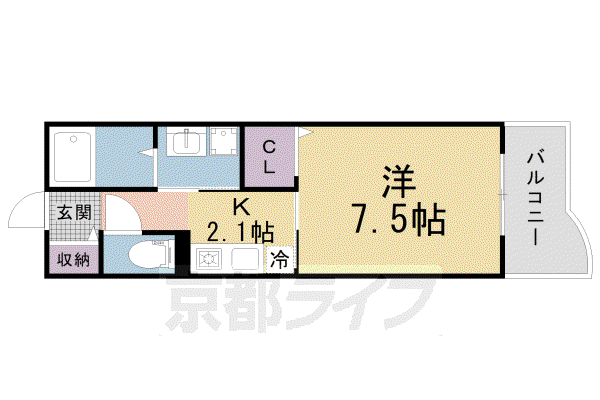 ランデュール岡本(1K/2階)の間取り写真