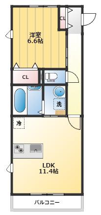 エルメゾンボスコ(1LDK/3階)の間取り写真