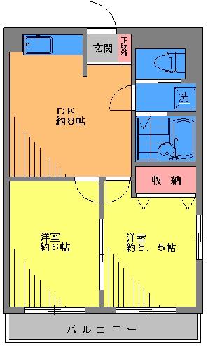 K&Mハイツ(2DK/1階)の間取り写真