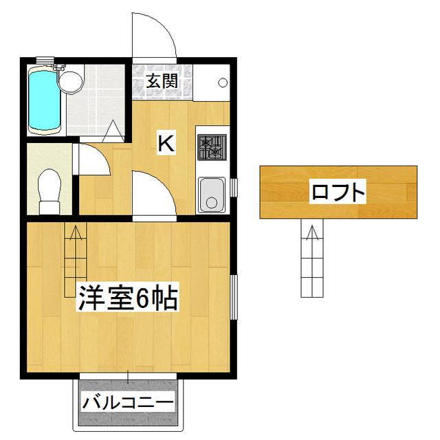 Kコーポ東光台(1K/2階)の間取り写真