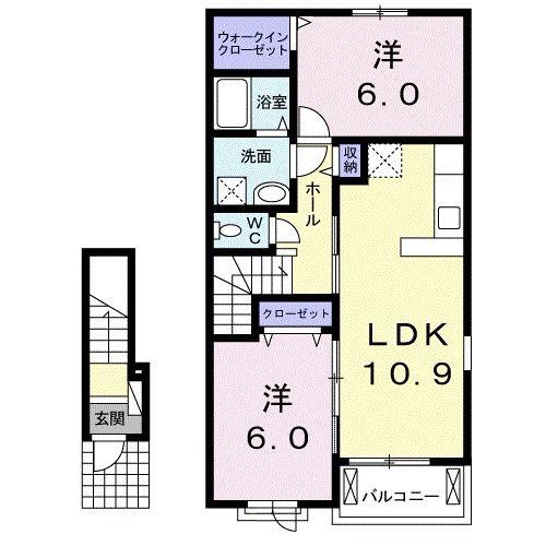 サンパティーク(2LDK/2階)の間取り写真