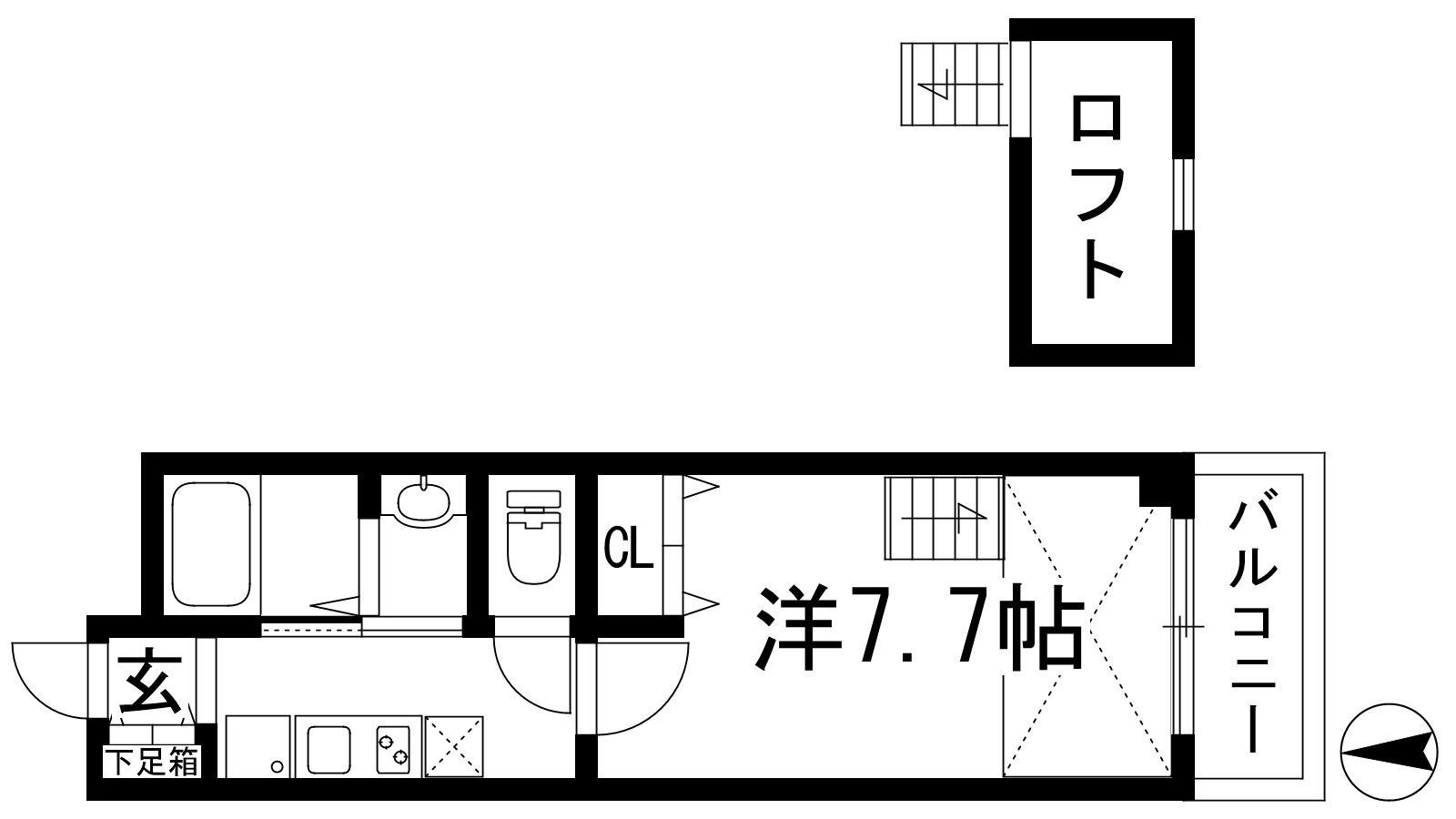 ハッピーハウス川西(1K/5階)の間取り写真