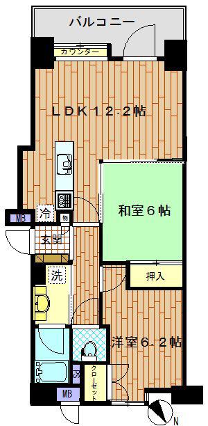 イトーピア三田(2LDK/2階)の間取り写真