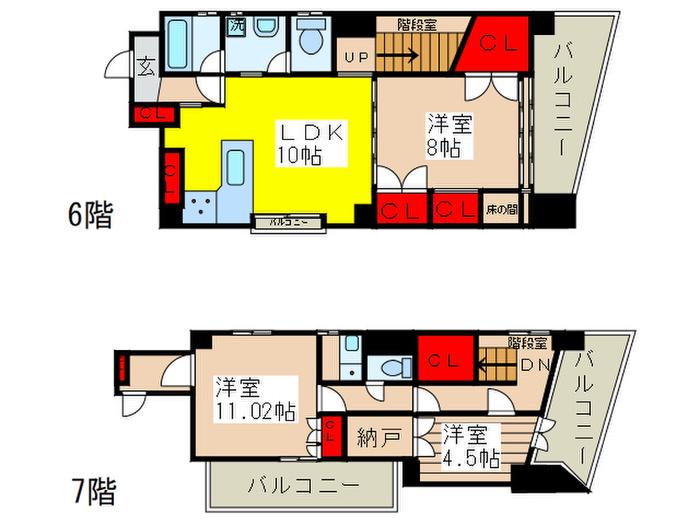 プチメゾン大町(3LDK/6階)の間取り写真