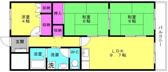 岸田ハイツ(3LDK/2階)の間取り写真