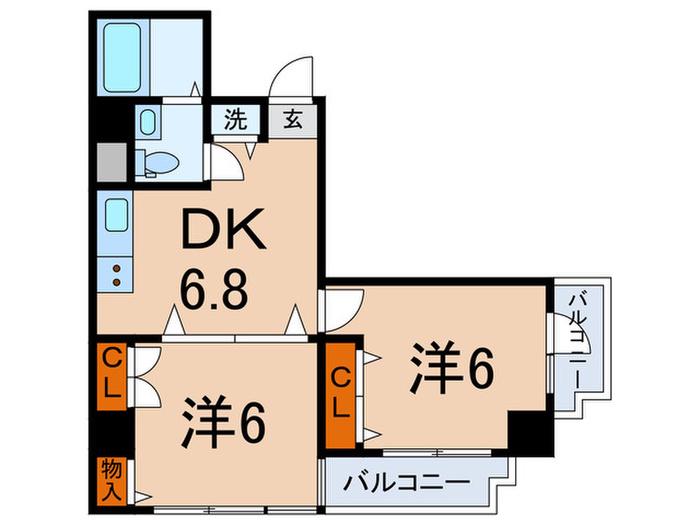 アジュール南大塚(2DK/4階)の間取り写真