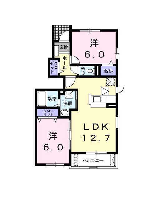 東武伊勢崎線 谷塚駅 徒歩15分 2階建 築18年(2LDK/1階)の間取り写真