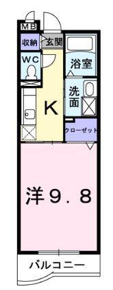 サン・ロイヤルガーデンC(1K/2階)の間取り写真