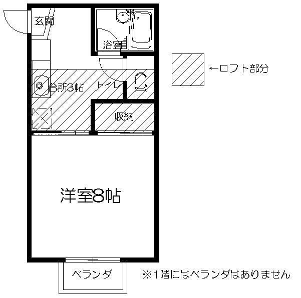 エンゼルハイム(1K/2階)の間取り写真