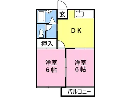 サンシティM(2DK/2階)の間取り写真