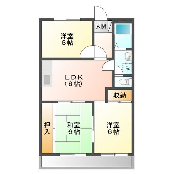 糸与ビル(3LDK/3階)の間取り写真