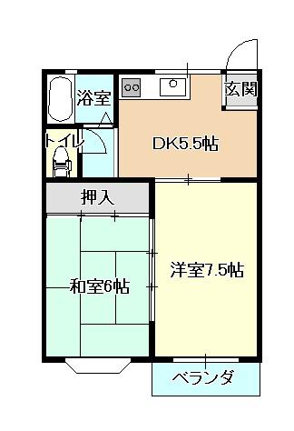 コーポサンフラワー(2DK/2階)の間取り写真