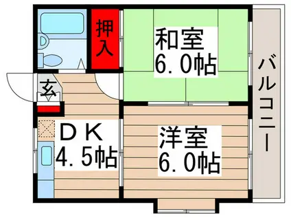 シャルムハイツ(2DK/2階)の間取り写真