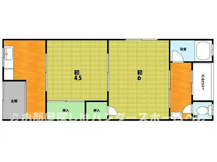 第一大峰荘(2K/2階)の間取り写真