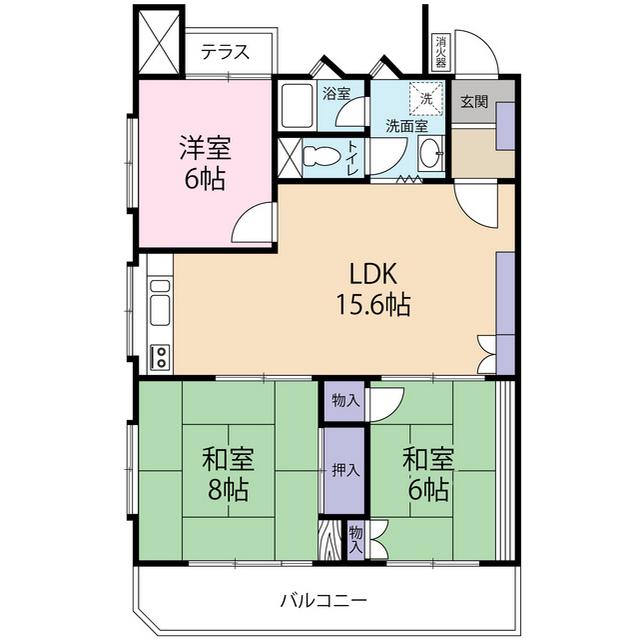 第2ビラ摩耶(3LDK/3階)の間取り写真