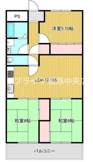 メゾン花北(3LDK/3階)の間取り写真