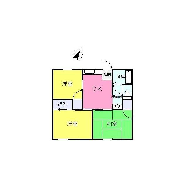 山百合ハイツ1号棟(3DK/2階)の間取り写真