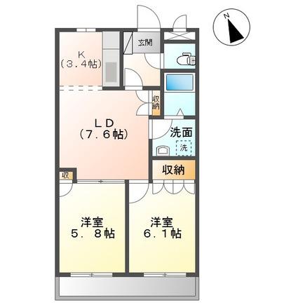 アーク・ステュディオ(2LDK/1階)の間取り写真