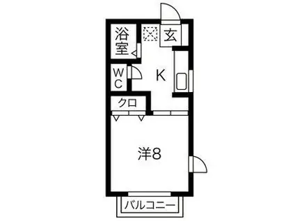 プリムヴェール館向町B棟(1K/1階)の間取り写真