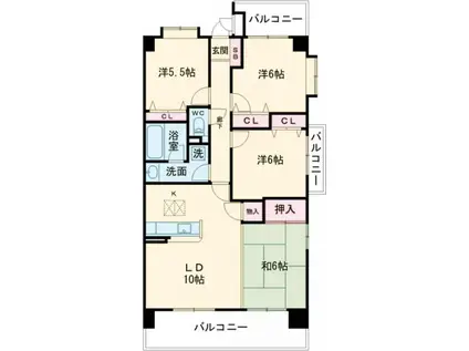 ダイアパレス太田第6(4LDK/9階)の間取り写真