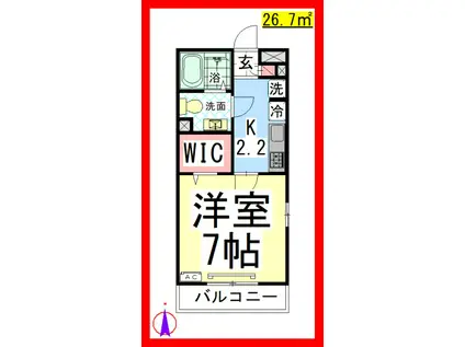 DLベルソス高倉B(1K/3階)の間取り写真