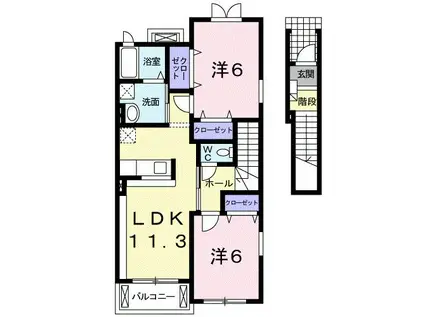 グレイスA(2LDK/2階)の間取り写真
