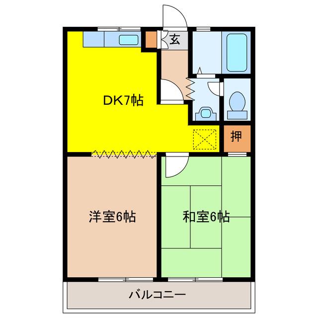アベニューカサギ514(2DK/2階)の間取り写真