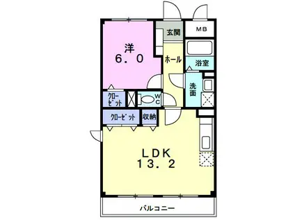 クリスタルガーデンI(1LDK/1階)の間取り写真