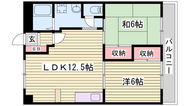 白岡ビル(2LDK/2階)の間取り写真