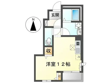 キャットテール(ワンルーム/1階)の間取り写真