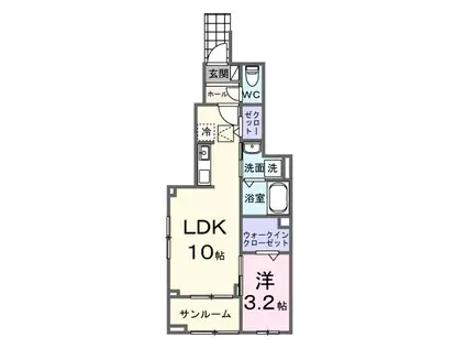 ソレイユ(1LDK/1階)の間取り写真