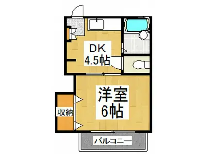 清水荘(1DK/2階)の間取り写真