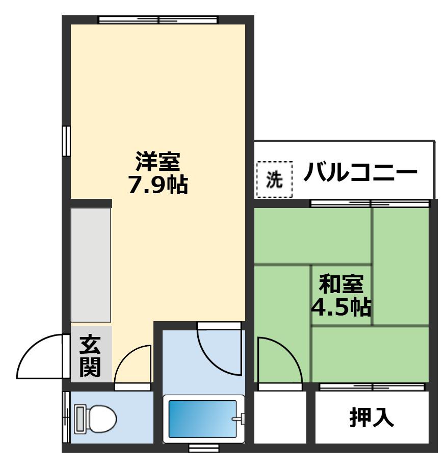 スカイハウス野比(1DK/1階)の間取り写真