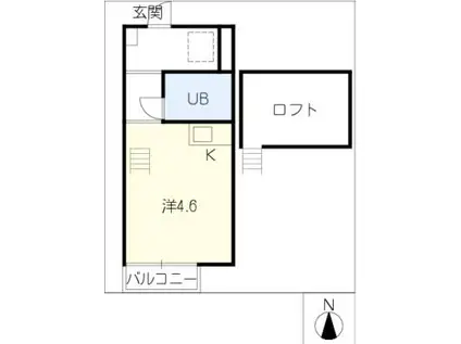 リード欠町(ワンルーム/1階)の間取り写真