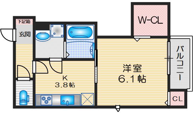 アルバス上野東(1K/2階)の間取り写真