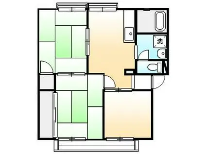 ジュネスハイム ペット(3DK/2階)の間取り写真