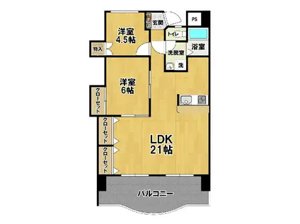 ロイヤルコーポヨコタ(2LDK/5階)の間取り写真